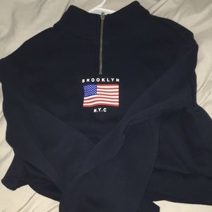 cropped quarter zip sweater